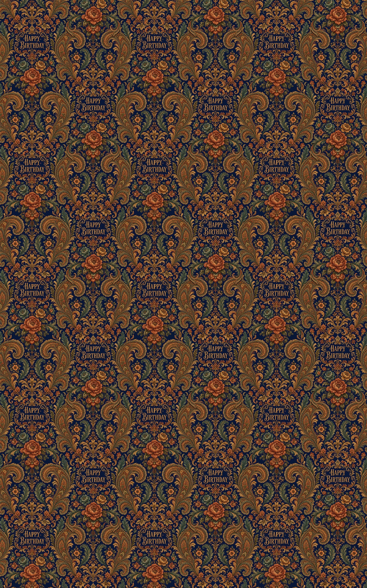 Midnight Celebration Baroque Wrapping Paper