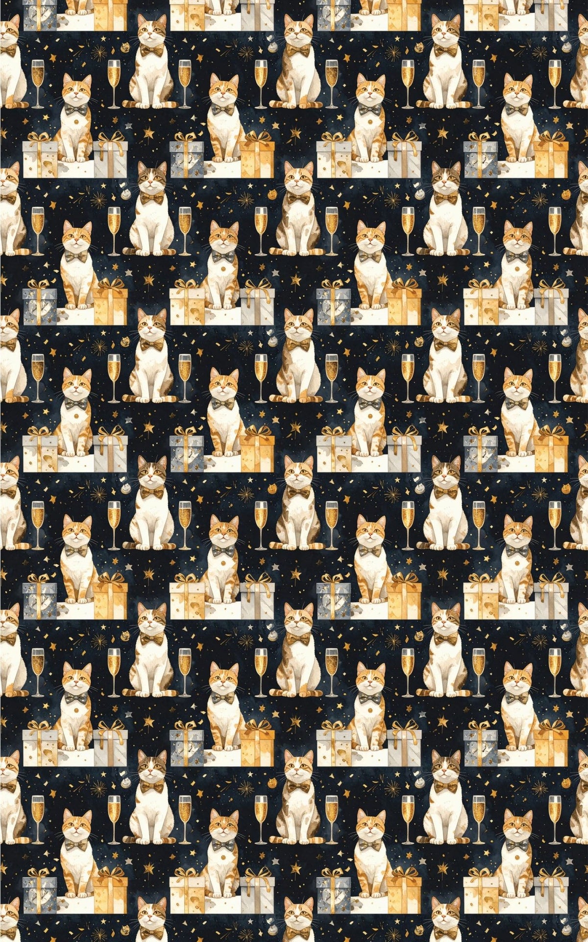 New Year's Celebration Cats (Exotic Shorthair) Wrapping Paper - London Penny Gift Wrap