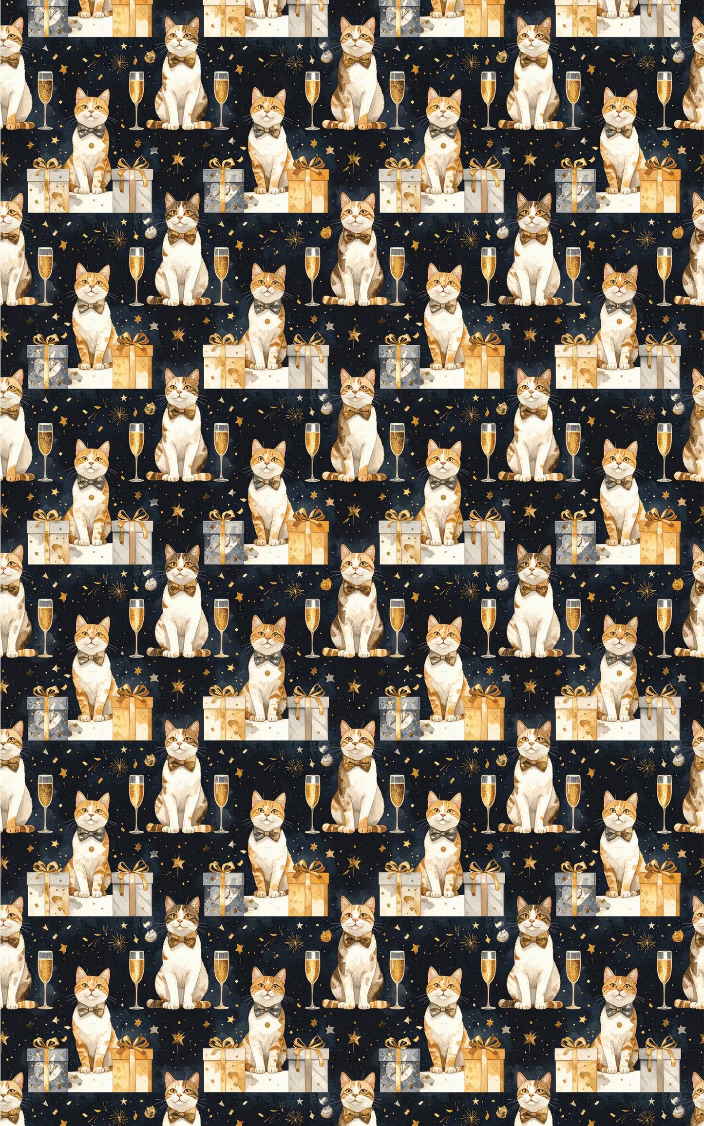 New Year's Celebration Cats (Exotic Shorthair) Wrapping Paper