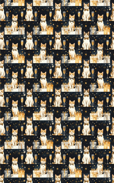New Year's Celebration Cats (Exotic Shorthair) Wrapping Paper - London Penny Gift Wrap