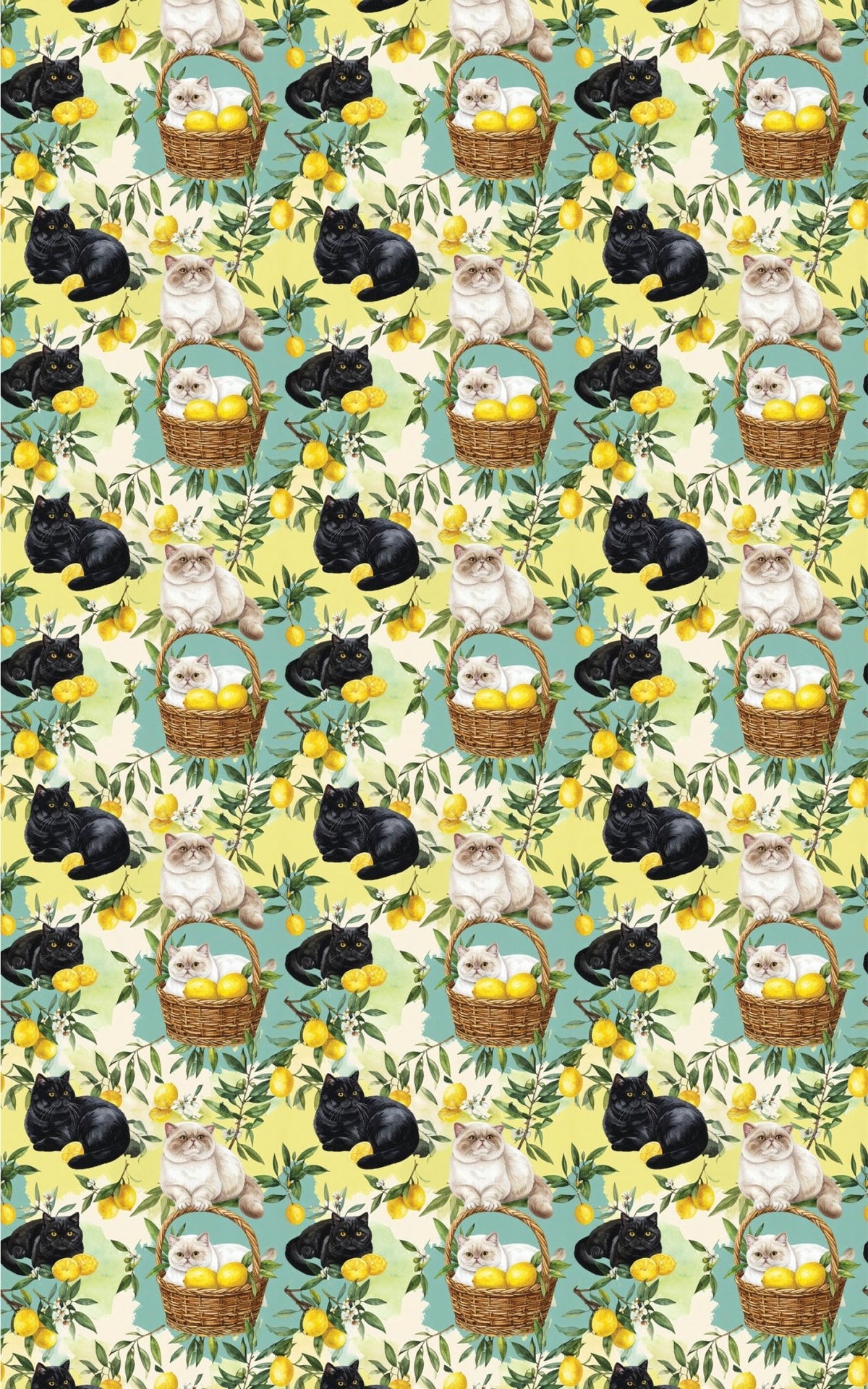 Lemon Orchard Cats (Exotic Shorthair) Wrapping Paper - London Penny Gift Wrap