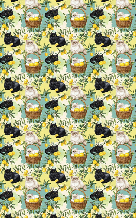 Lemon Orchard Cats (Exotic Shorthair) Wrapping Paper - London Penny Gift Wrap