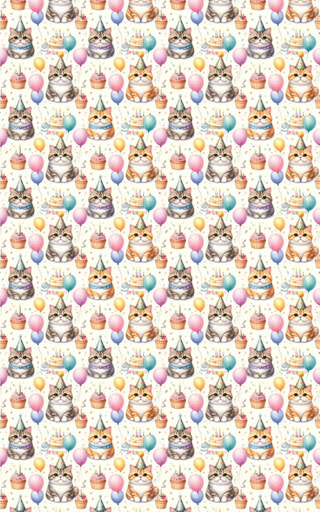 Birthday Party Cats (Exotic Shorthair) Wrapping Paper - London Penny Gift Wrap