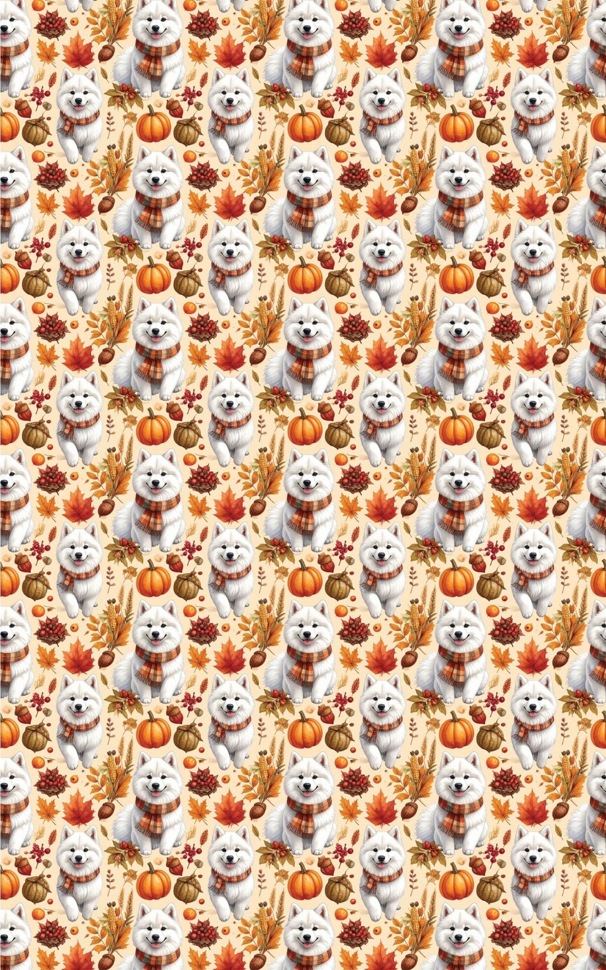 Autumn Harvest Samoyeds Wrapping Paper - London Penny Gift Wrap