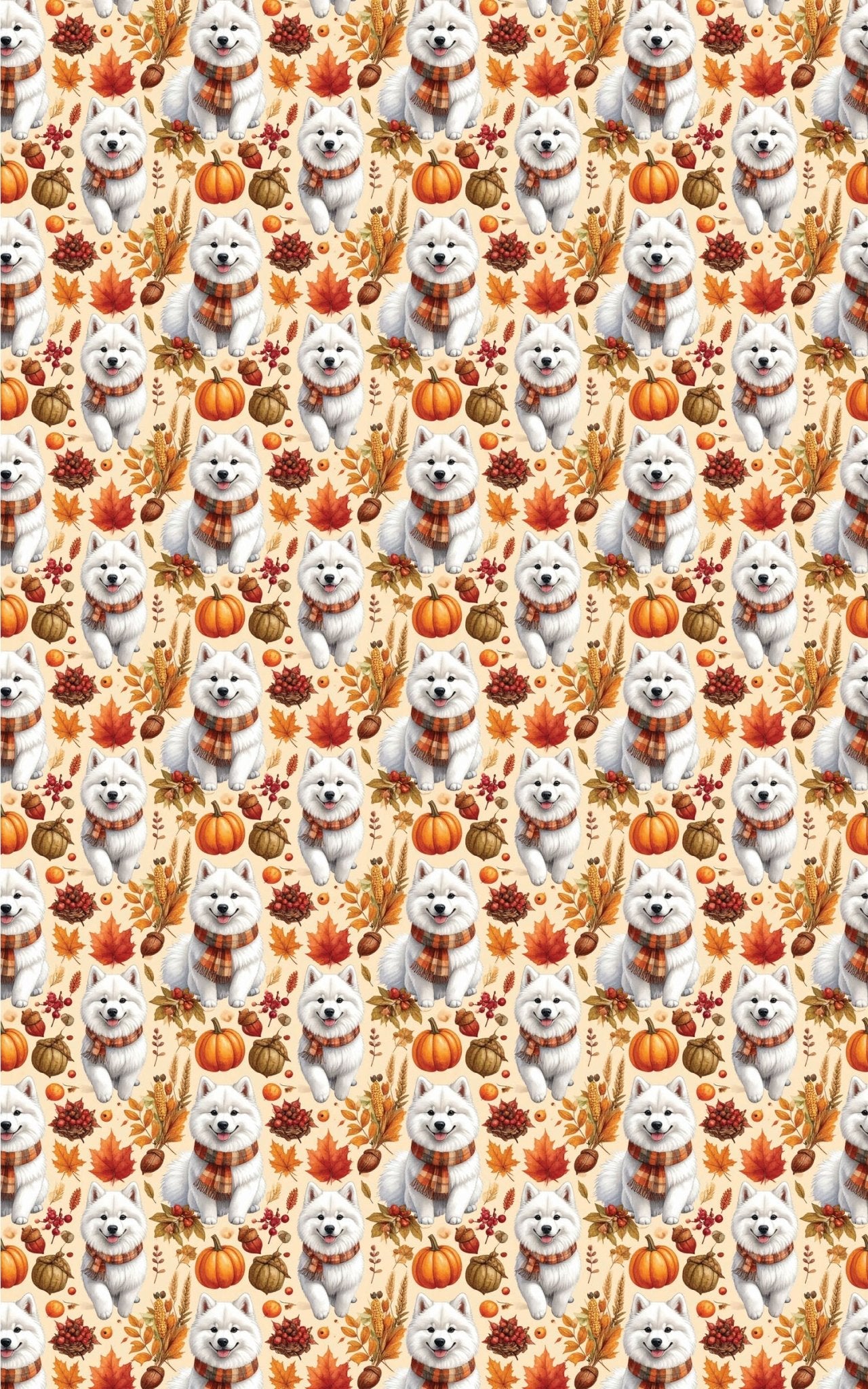 Autumn Harvest Samoyeds Wrapping Paper - London Penny Gift Wrap