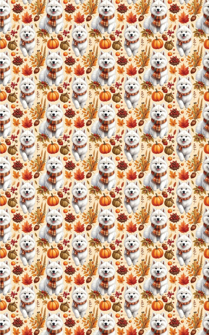 Autumn Harvest Samoyeds Wrapping Paper - London Penny Gift Wrap