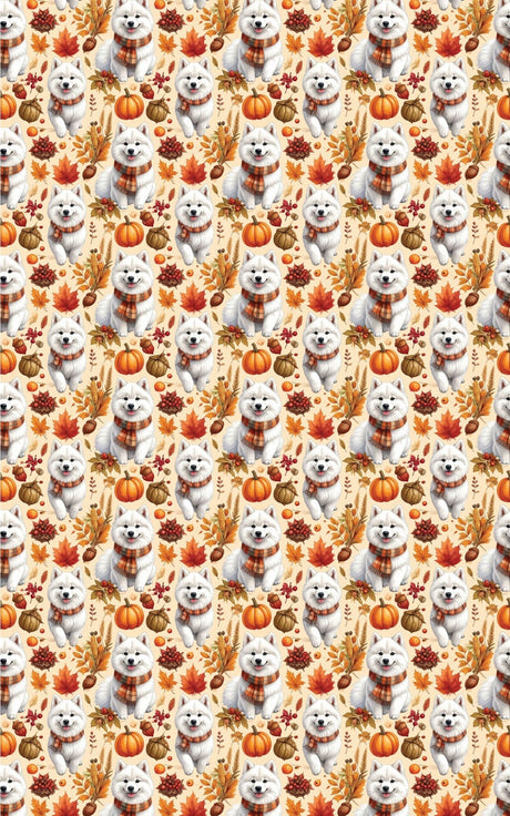 Autumn Harvest Samoyeds Wrapping Paper - London Penny Gift Wrap