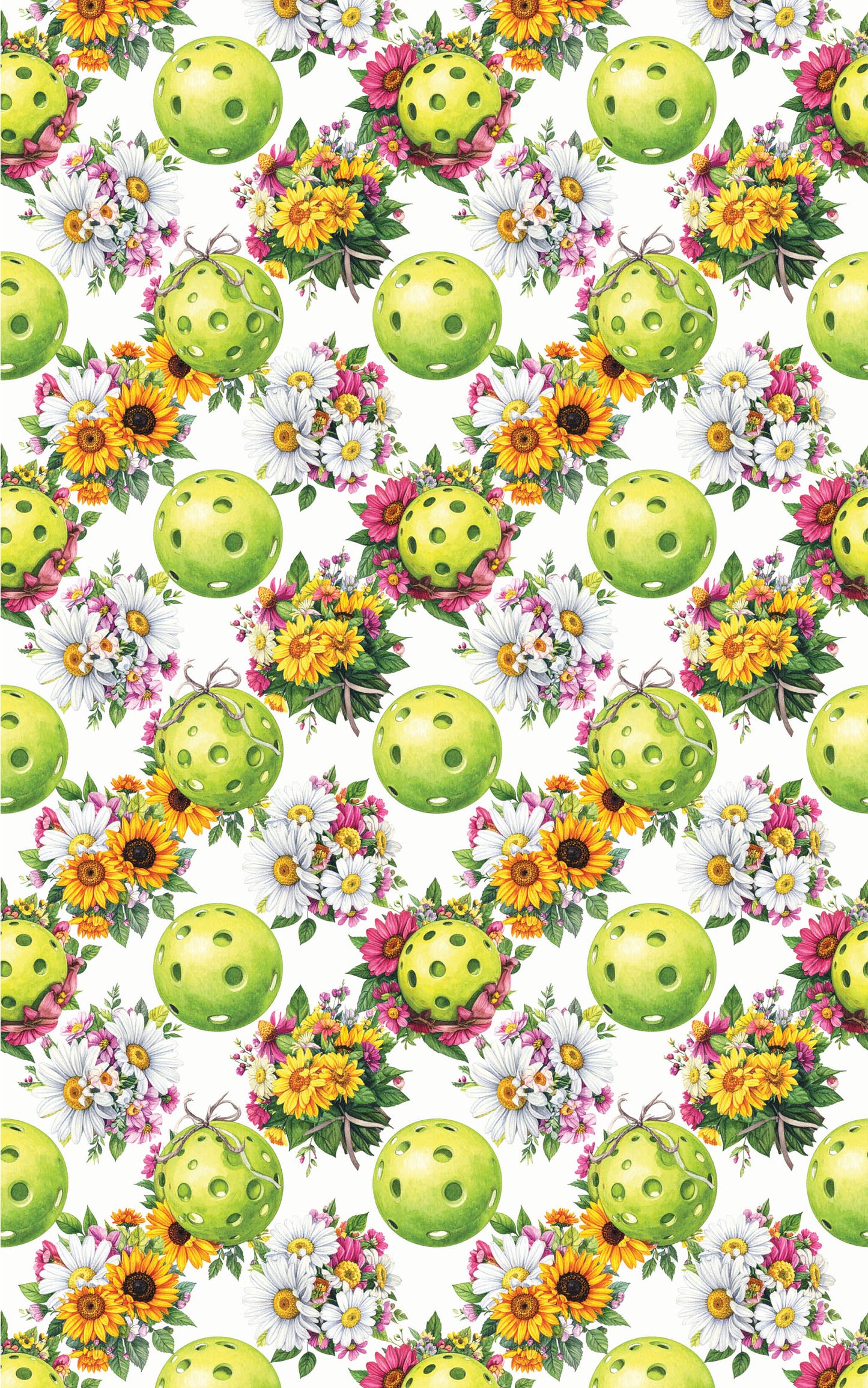 Floral Pickleball Bouquet Wrapping Paper
