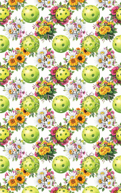 Floral Pickleball Bouquet Wrapping Paper