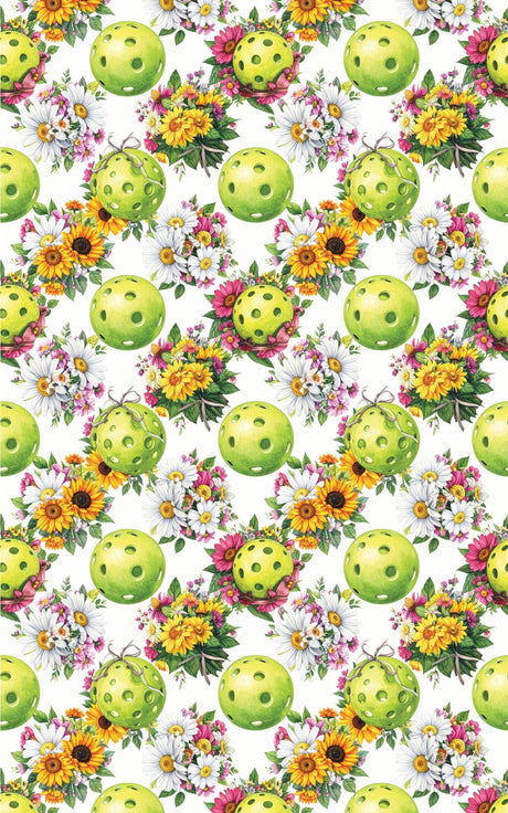 Floral Pickleball Bouquet Wrapping Paper - London Penny Gift Wrap