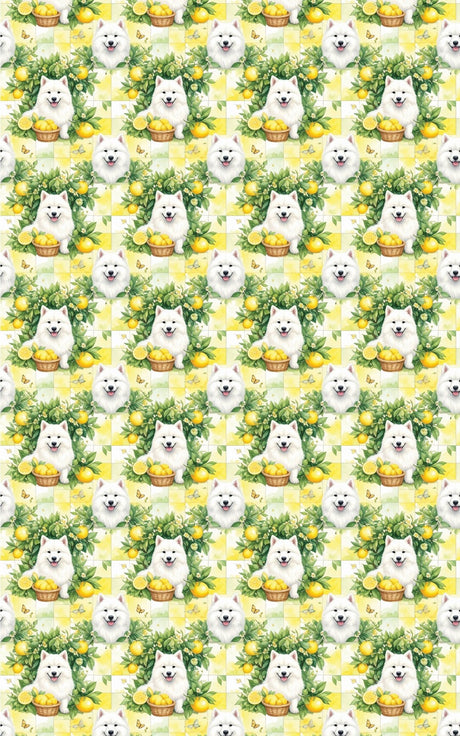 Samoyed Lemon Orchard Wrapping Paper - London Penny Gift Wrap