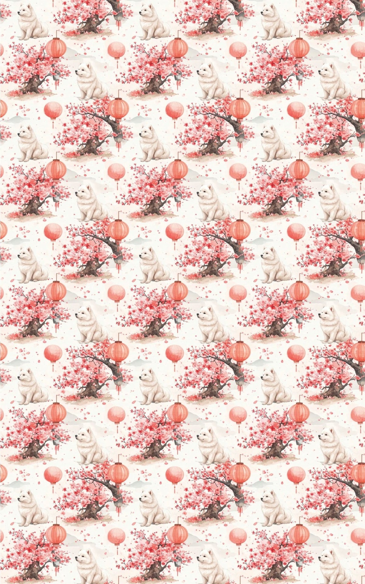 Samoyed Cherry Blossom Festival Wrapping Paper - London Penny Gift Wrap