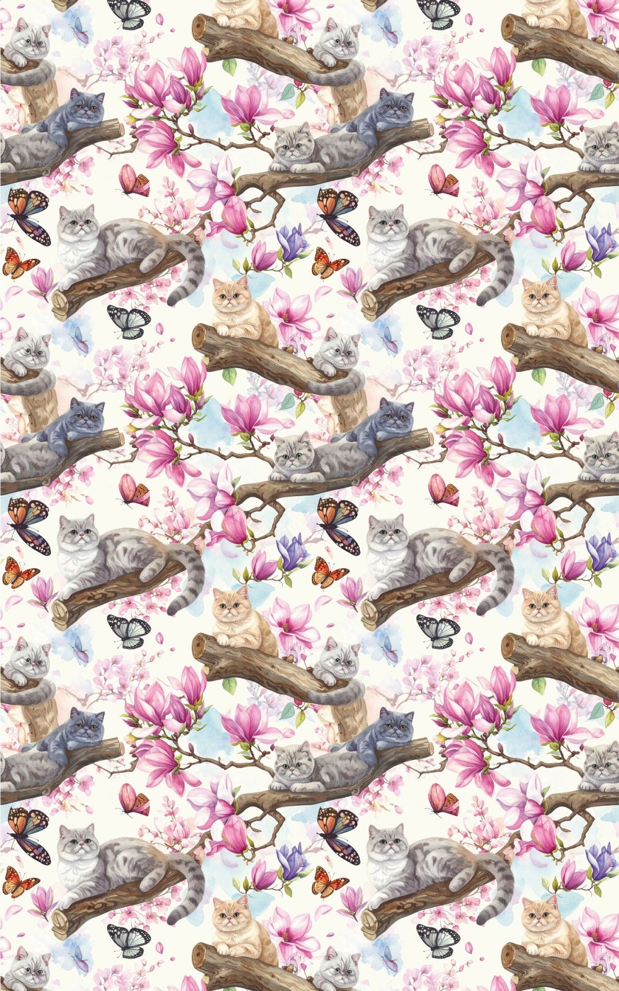 Spring Blossom Cats (Exotic Shorthair) Wrapping Paper - London Penny Gift Wrap