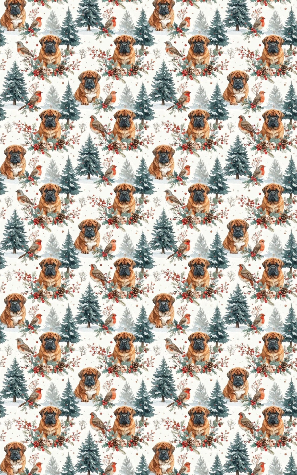 Woodland Christmas Friends (English Mastiff) Wrapping Paper - London Penny Gift Wrap