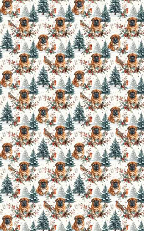 Woodland Christmas Friends (English Mastiff) Wrapping Paper - London Penny Gift Wrap