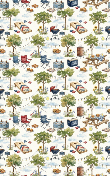 Backyard BBQ Gathering Wrapping Paper - London Penny Gift Wrap
