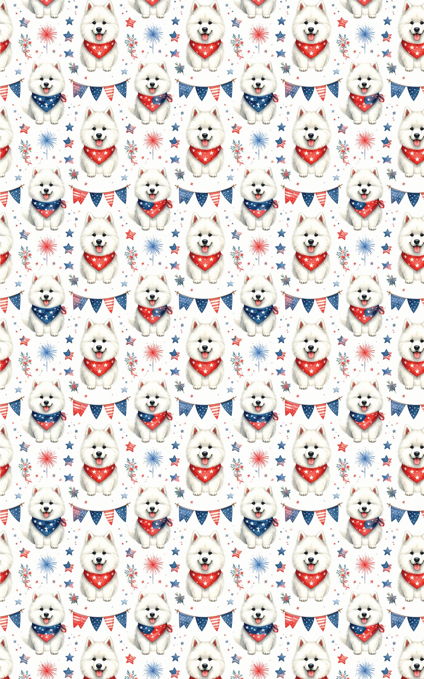 Patriotic Samoyeds Wrapping Paper