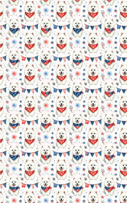 Patriotic Samoyeds Wrapping Paper
