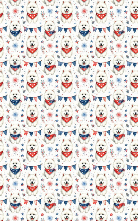 Patriotic Samoyeds Wrapping Paper - London Penny Gift Wrap