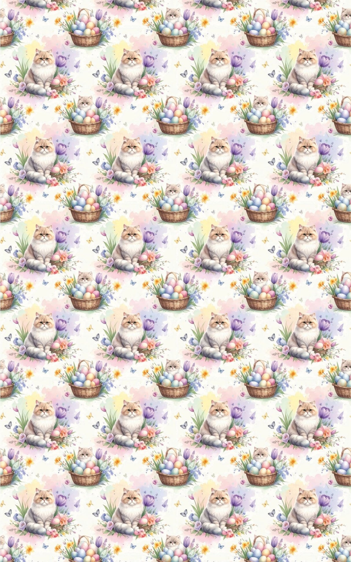 Easter Garden Cats (Exotic Shorthair) Wrapping Paper - London Penny Gift Wrap