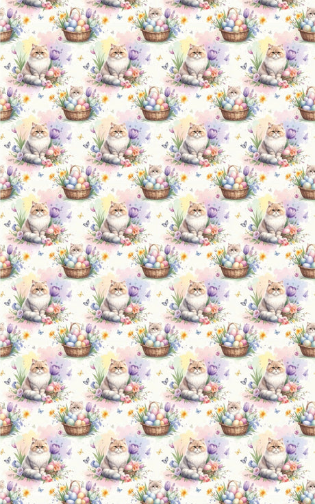 Easter Garden Cats (Exotic Shorthair) Wrapping Paper - London Penny Gift Wrap