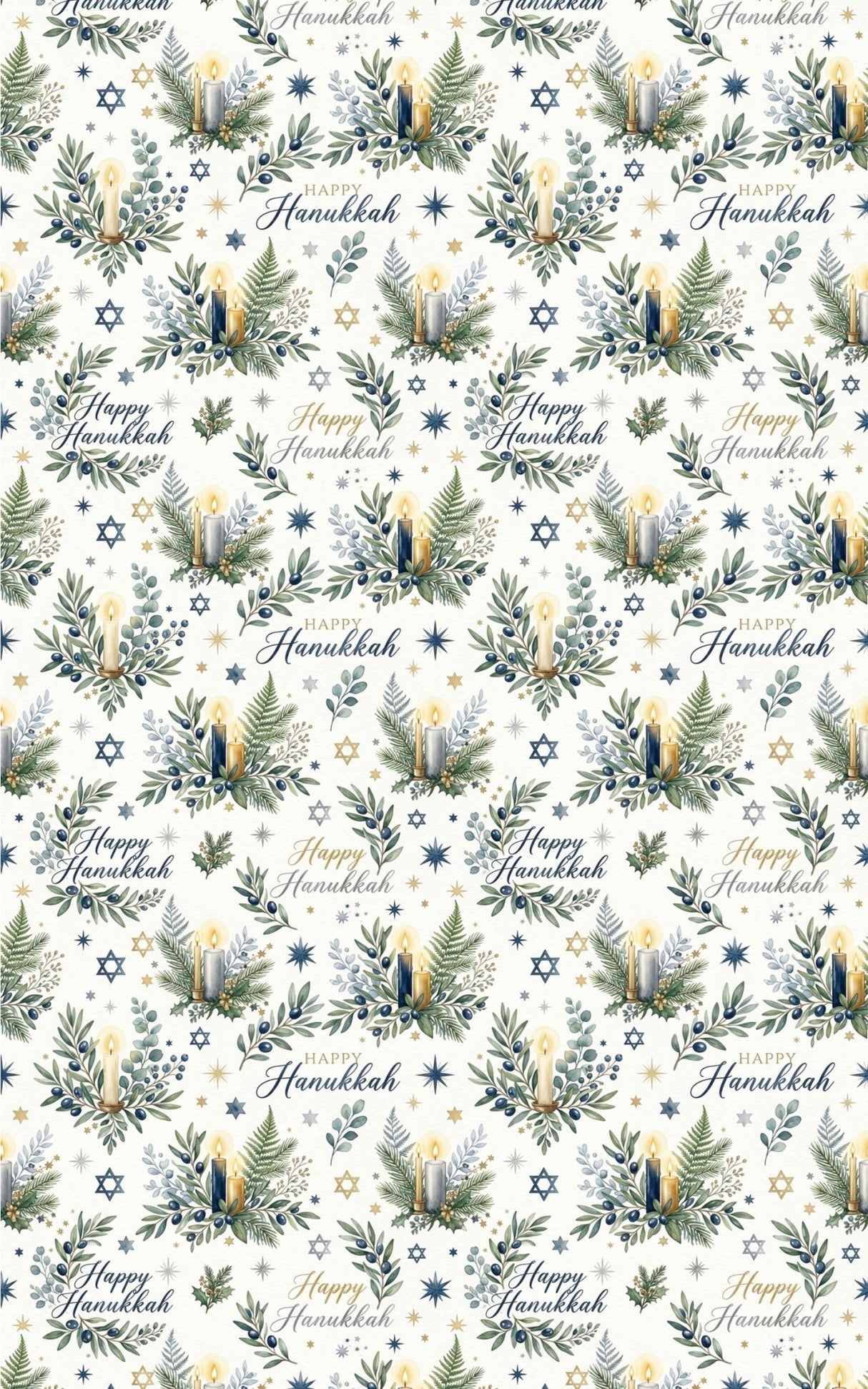 LIMITED TIME | Hanukkah Herbarium Glossy Wrapping Paper - London Penny Gift Wrap