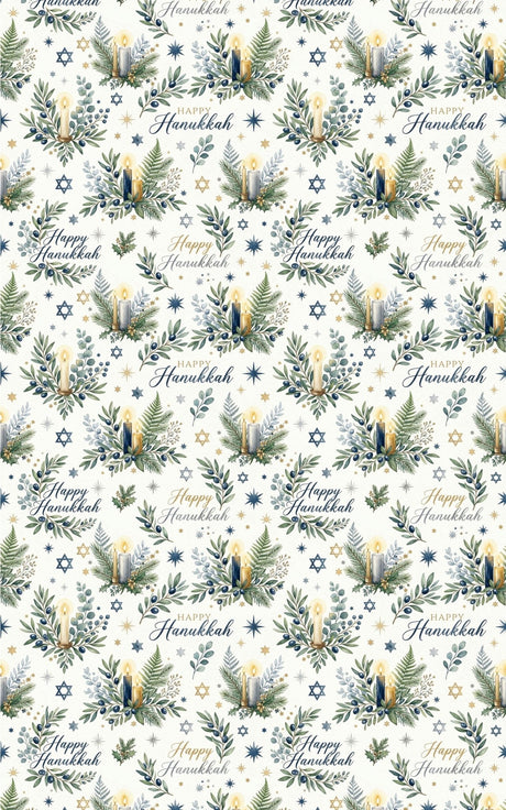 LIMITED TIME | Hanukkah Herbarium Glossy Wrapping Paper - London Penny Gift Wrap