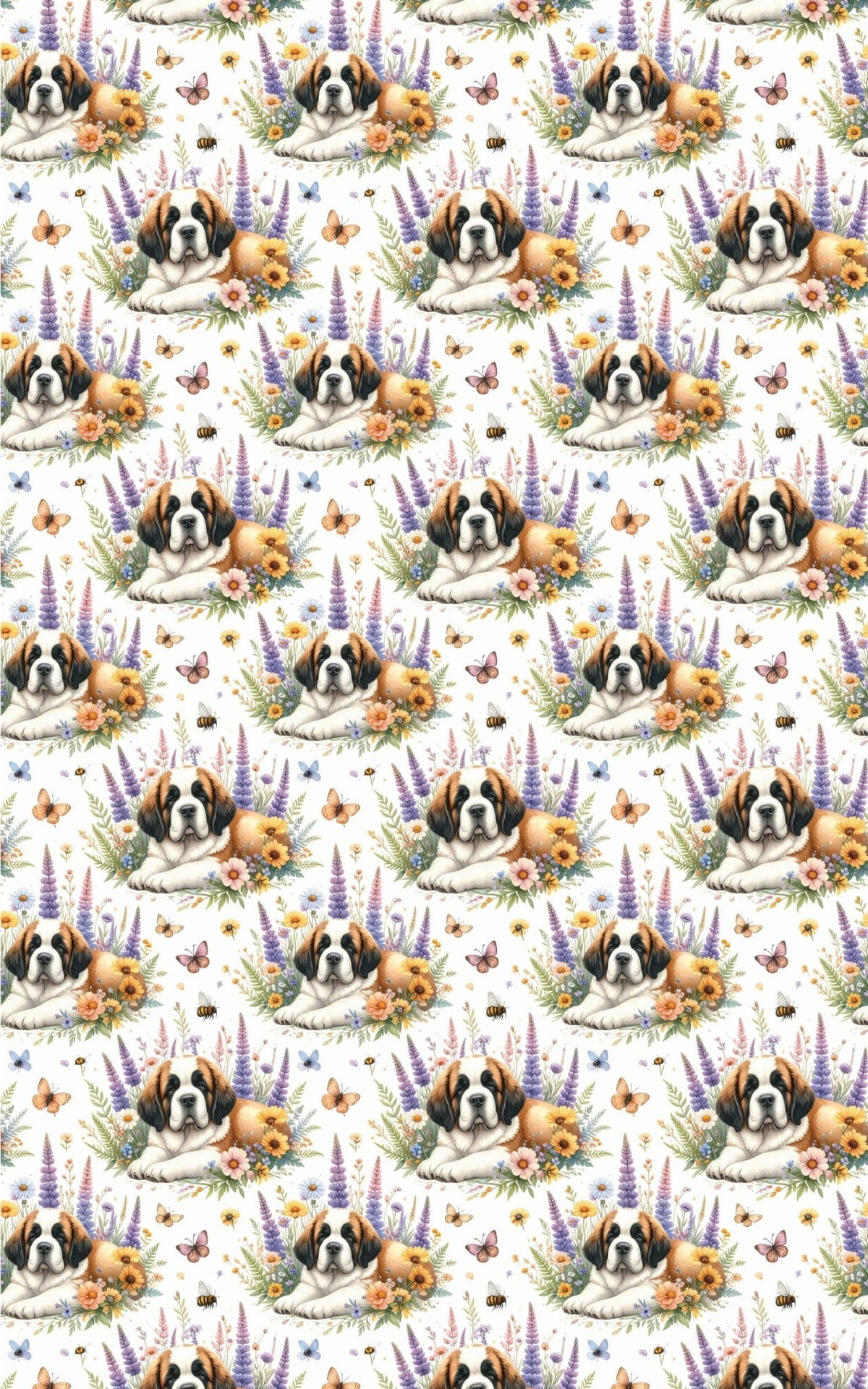 Wildflower Meadow (St. Bernard) Wrapping Paper - London Penny Gift Wrap