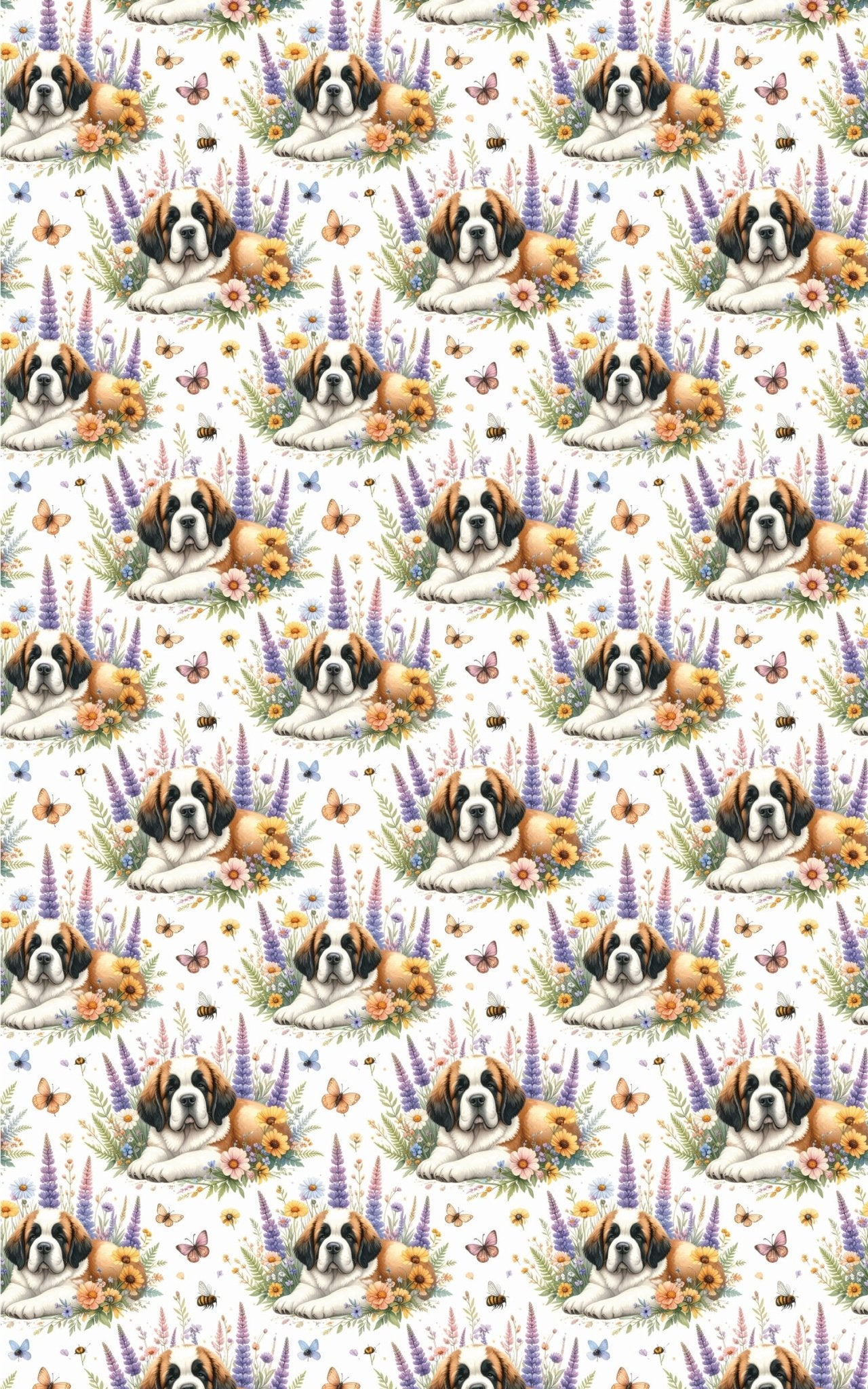 Wildflower Meadow (St. Bernard) Wrapping Paper