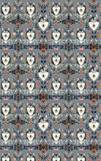 Scandinavian Husky Folk Art (Alaskan Husky) Wrapping Paper - London Penny Gift Wrap