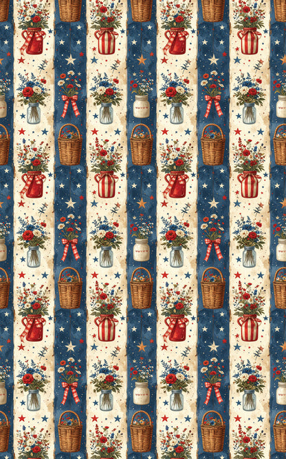 Country Fair Bouquet Columns Wrapping Paper