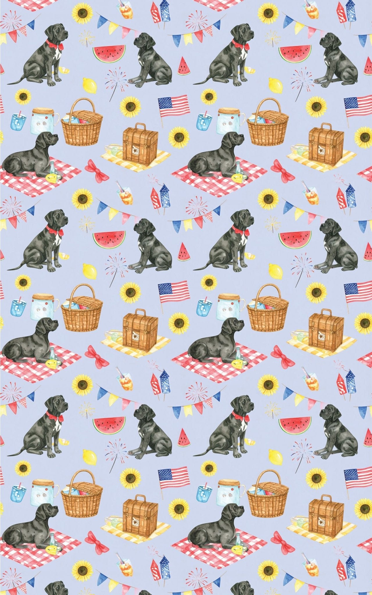 Fourth of July Picnic (Cane Corso) Wrapping Paper - London Penny Gift Wrap