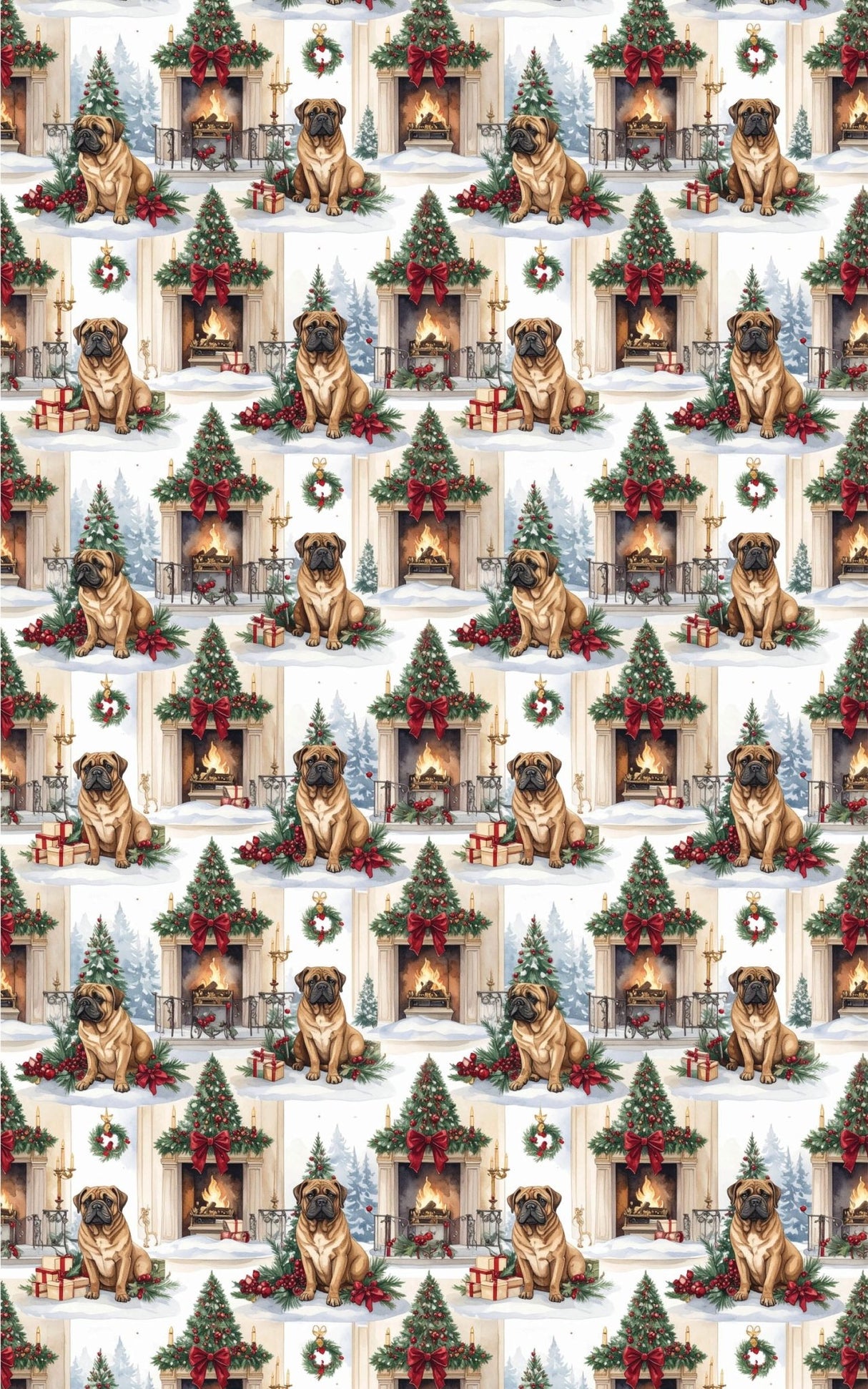 English Mastiff Christmas Manor Wrapping Paper - London Penny Gift Wrap