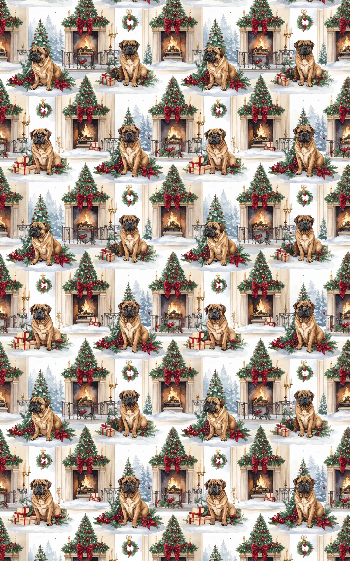 English Mastiff Christmas Manor Wrapping Paper