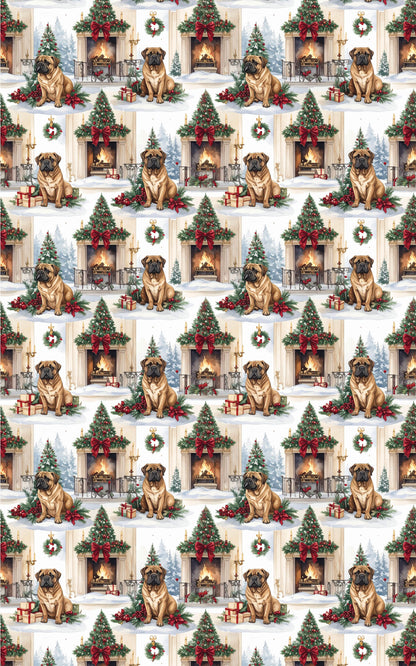 English Mastiff Christmas Manor Wrapping Paper