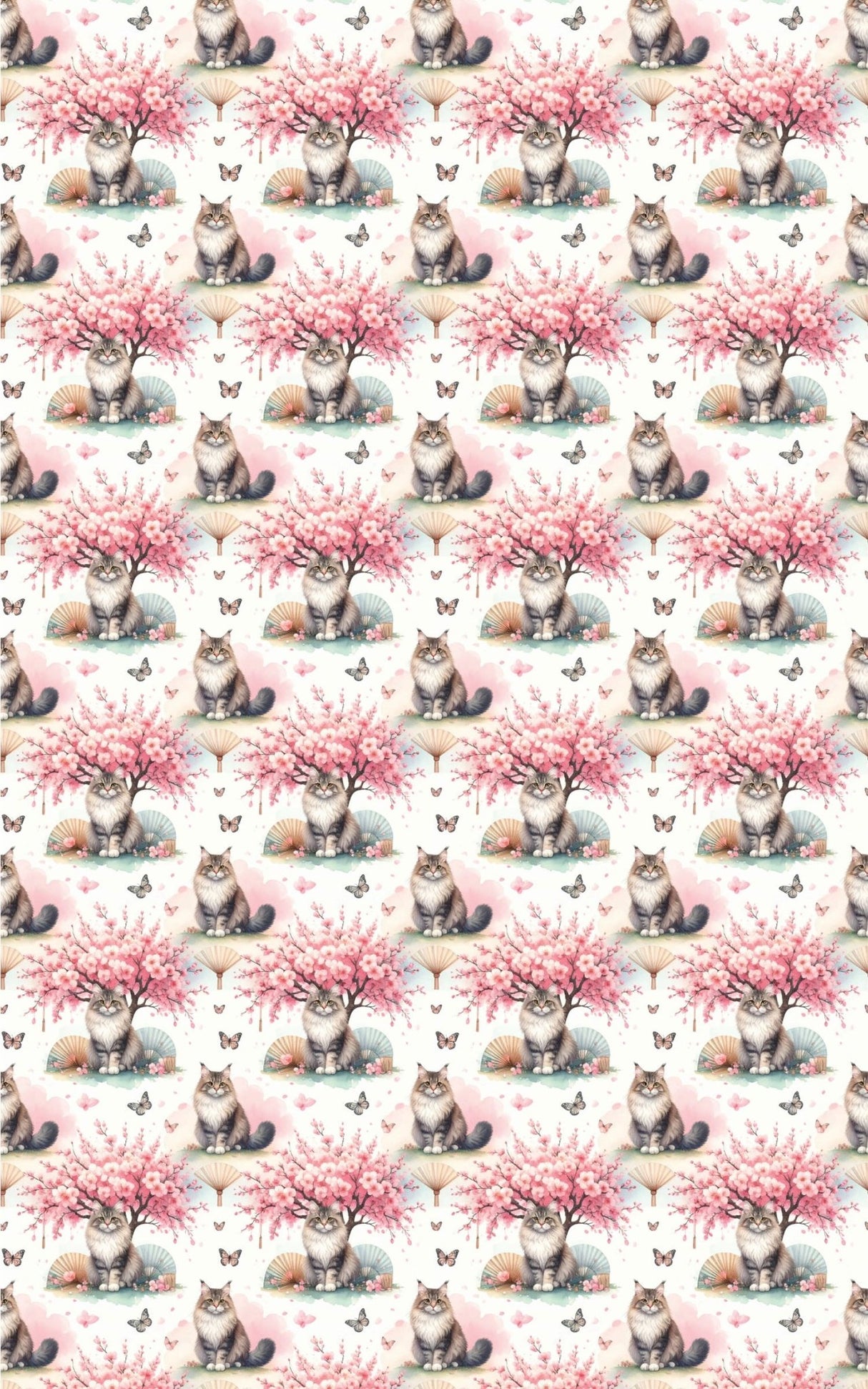 Spring Cherry Blossom Festival (Maine Coon) Wrapping Paper - London Penny Gift Wrap