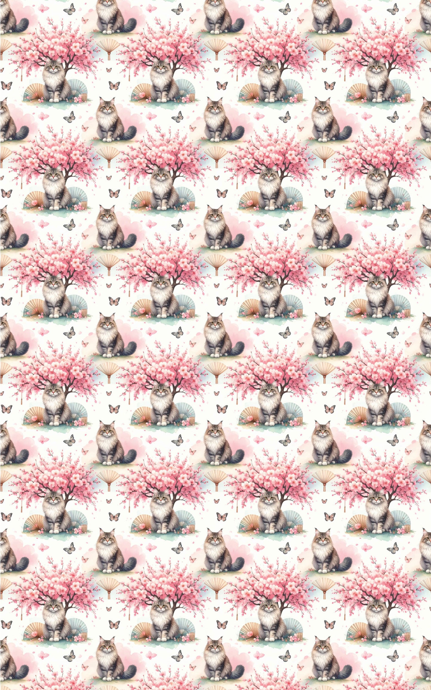 Spring Cherry Blossom Festival (Maine Coon) Wrapping Paper