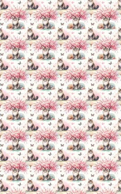 Spring Cherry Blossom Festival (Maine Coon) Wrapping Paper
