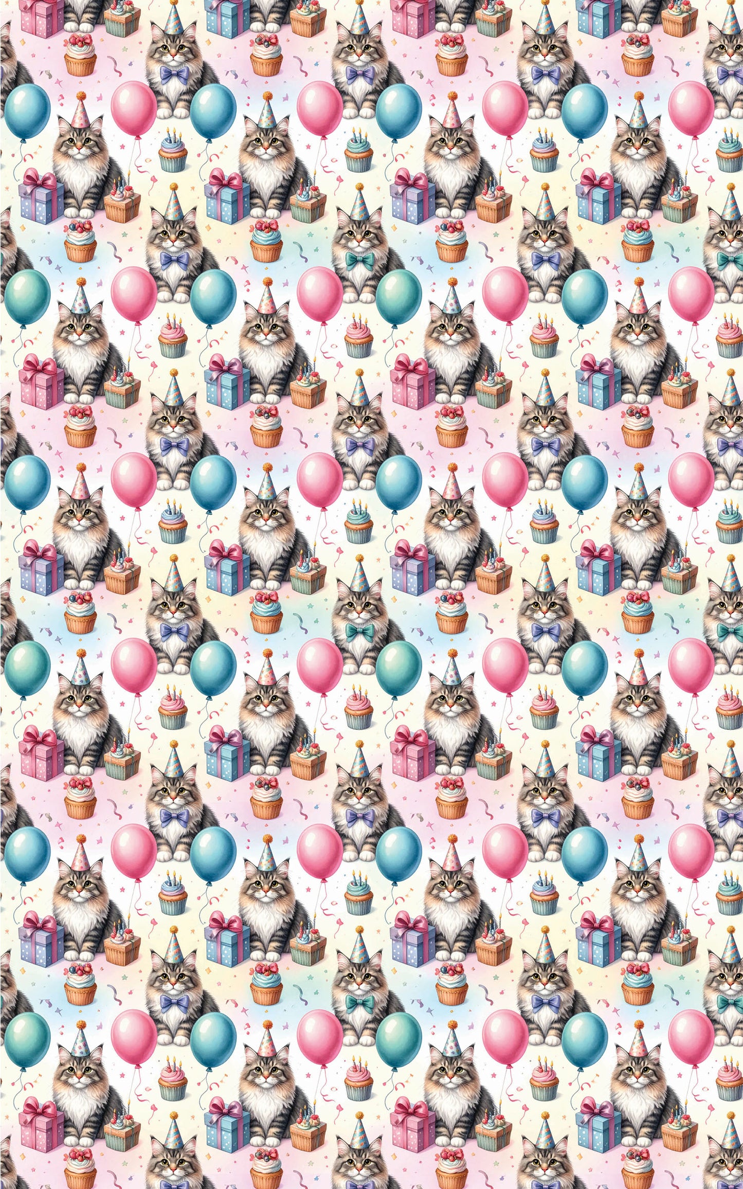 Birthday Party Cats (Maine Coon) Wrapping Paper