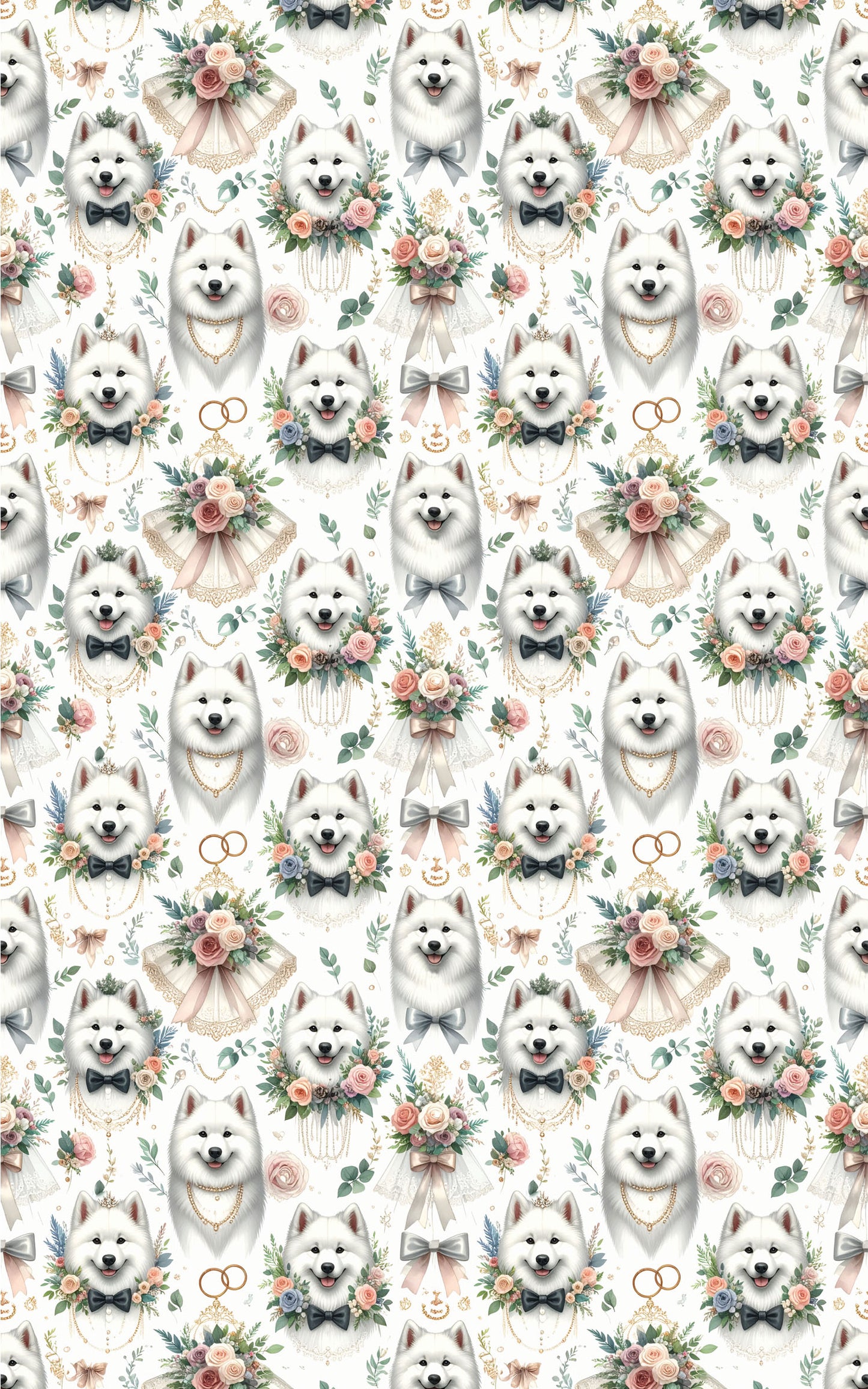Wedding Samoyeds Wrapping Paper
