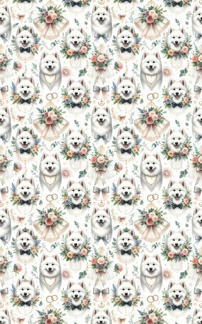 Wedding Samoyeds Wrapping Paper