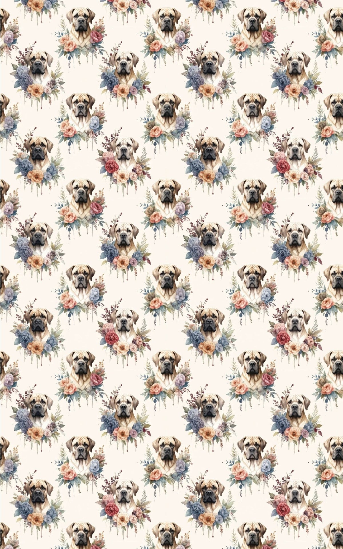Floral Elegance (English Mastiff) Wrapping Paper - London Penny Gift Wrap