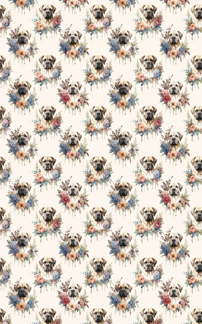 Floral Elegance (English Mastiff) Wrapping Paper