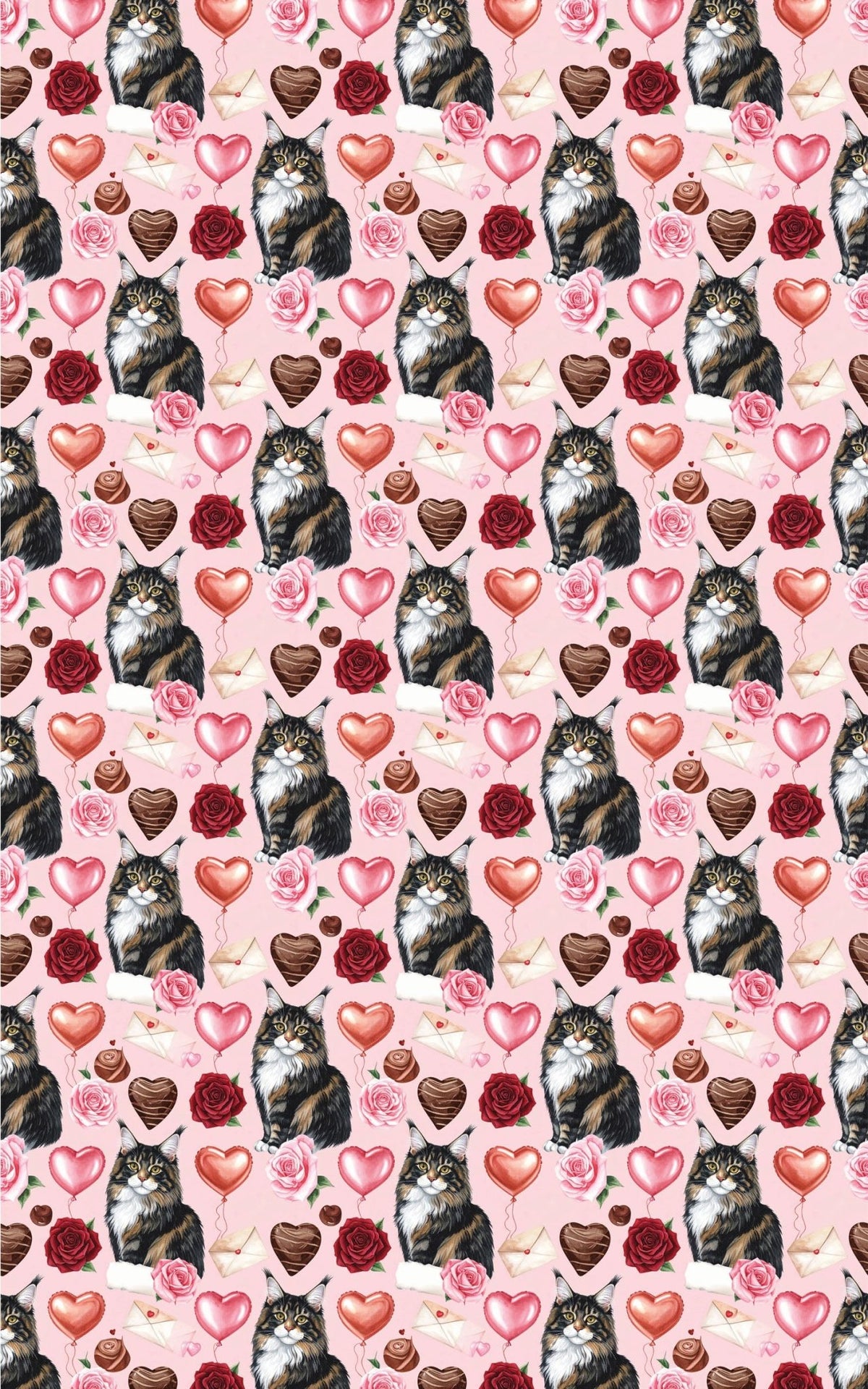 Hearts Day (Maine Coon) Wrapping Paper - London Penny Gift Wrap