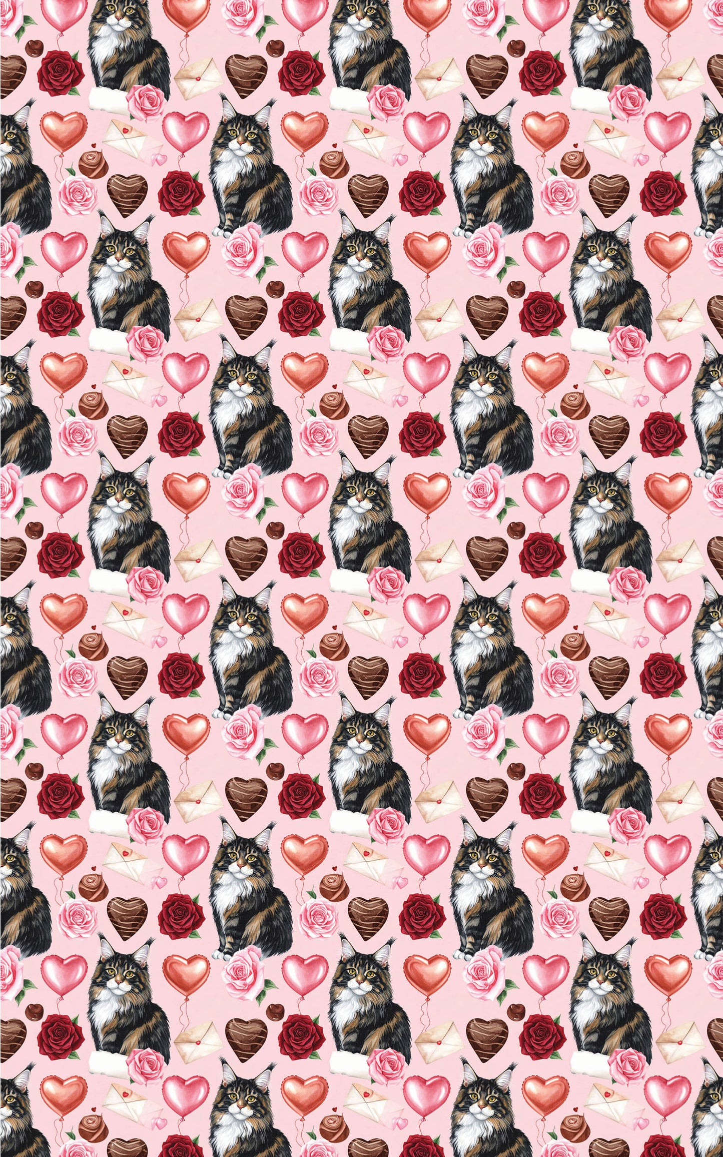 Hearts Day (Maine Coon) Wrapping Paper