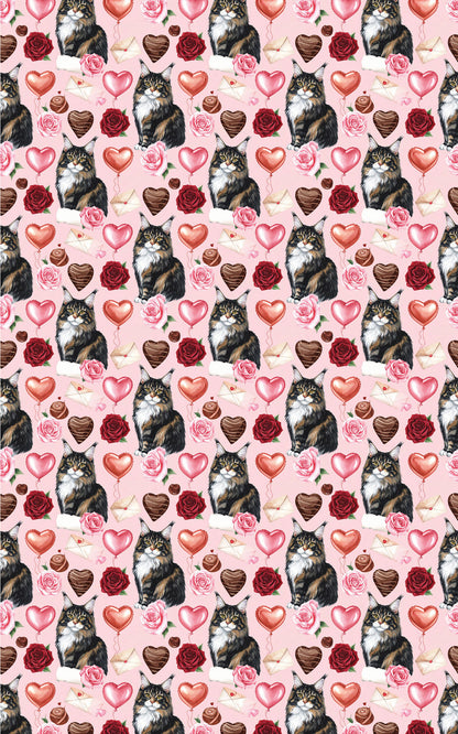 Hearts Day (Maine Coon) Wrapping Paper