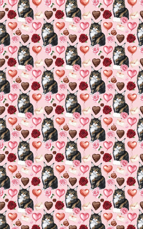 Hearts Day (Maine Coon) Wrapping Paper - London Penny Gift Wrap