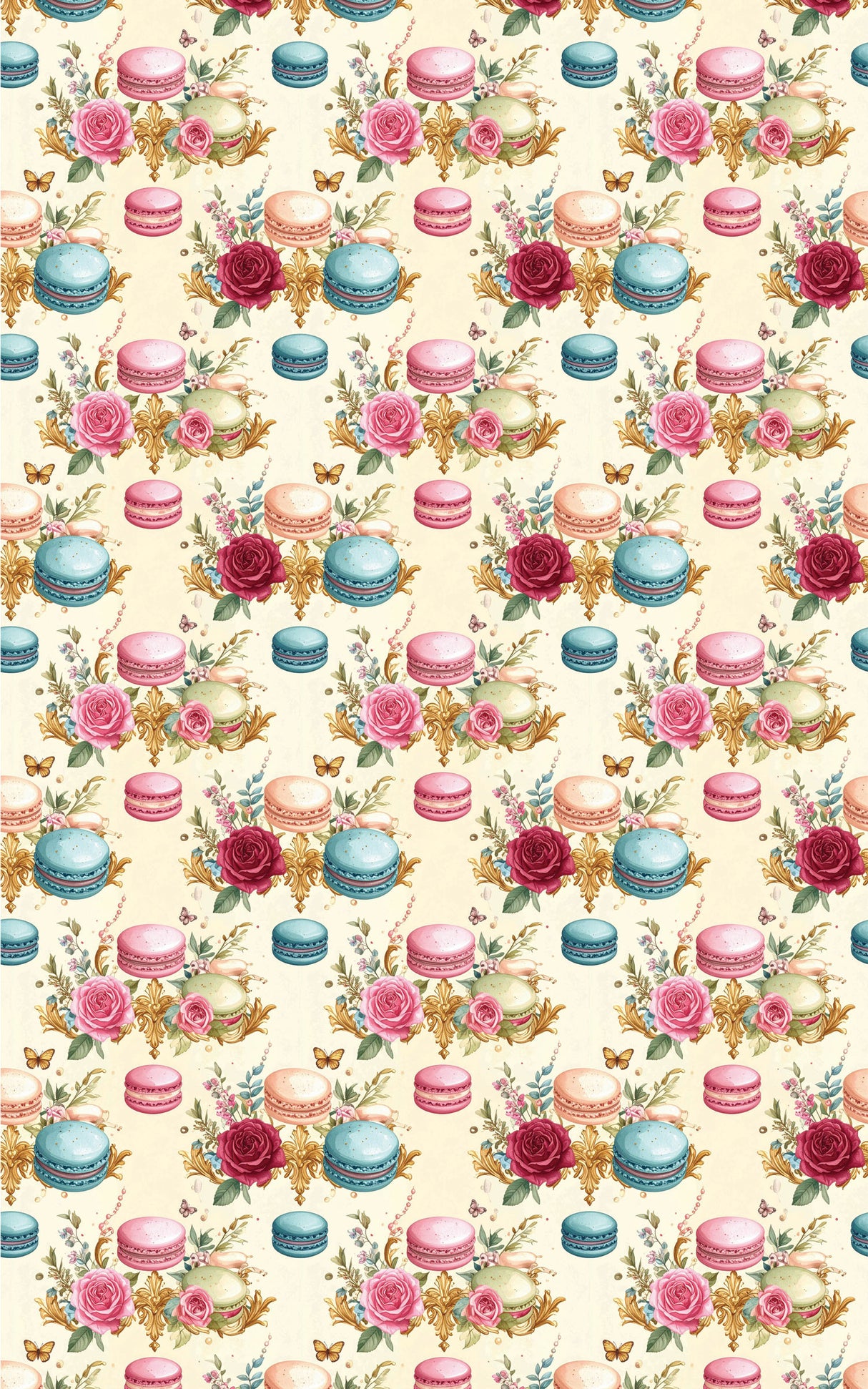 Parisian Macaron Garden Wrapping Paper
