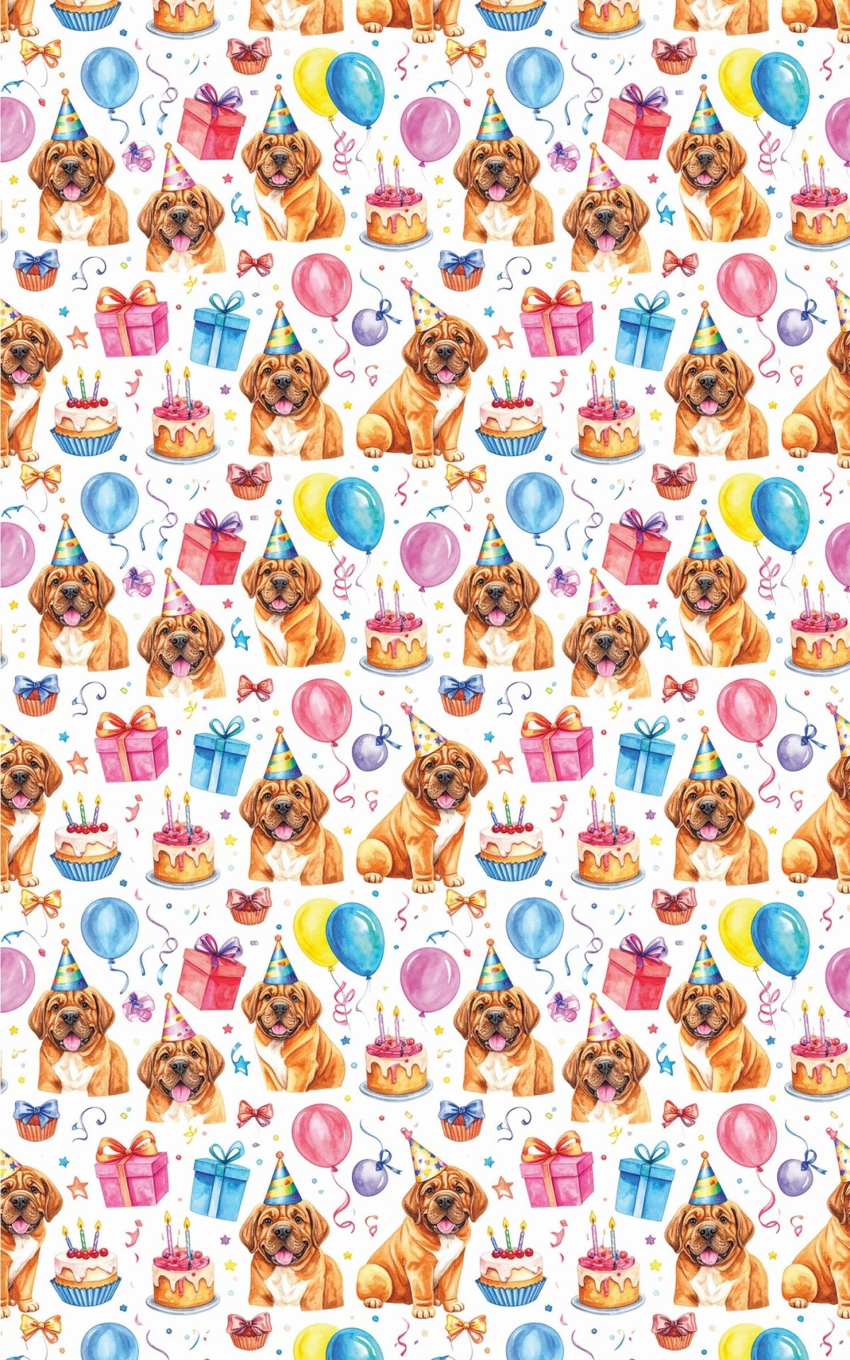 Birthday Celebration (English Mastiff) Wrapping Paper - London Penny Gift Wrap