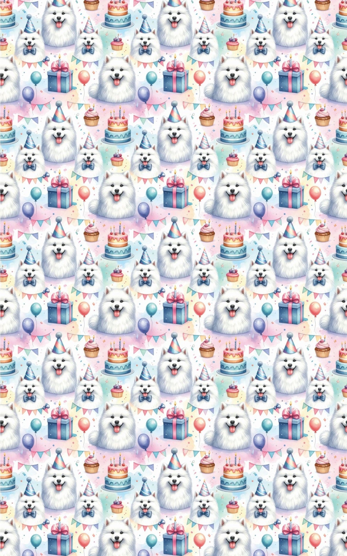 Birthday Celebration Samoyeds Wrapping Paper - London Penny Gift Wrap